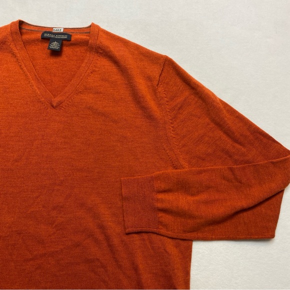 Banana Republic Extra Fine Italian Merino Sweater Men's L Burnt Orange Wool - Picture 4 of 12